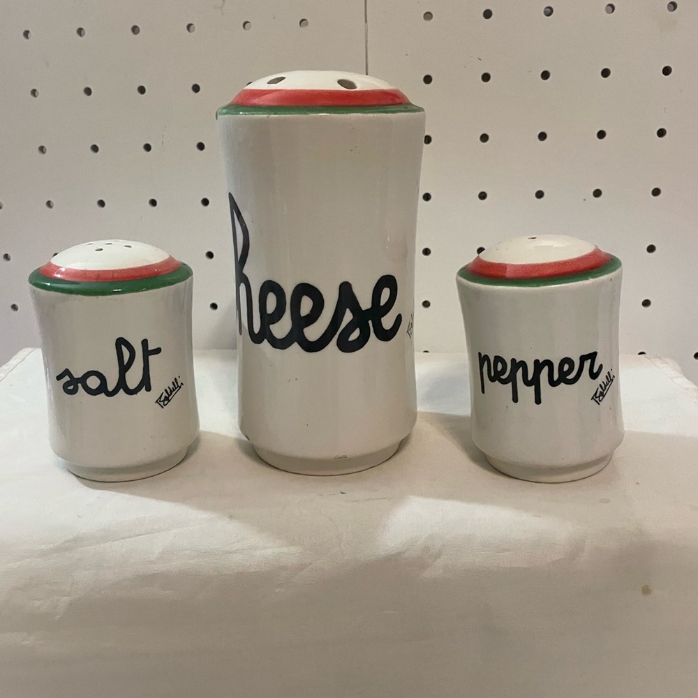 Baldelli Ceramic Cheese, Salt and Pepper Shaker Vintage